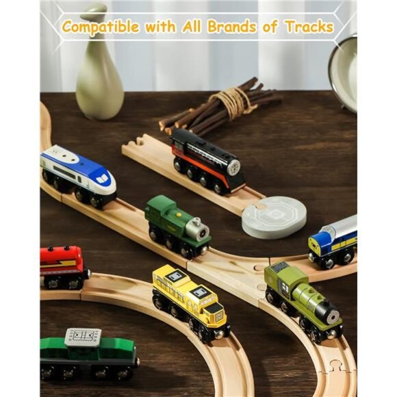 Wooden Train Set Accessories, Magnetic Toy Car Set (10 PCS) - Picture 2 of 7